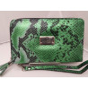 Billetera dama doble cierre color reptil verde