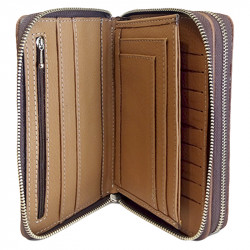 Billetera dama doble cierre color beige matelasse