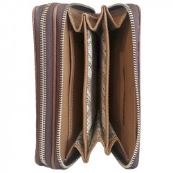 Billetera dama doble cierre color beige matelasse
