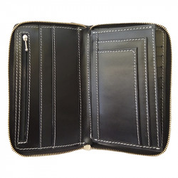 Billetera dama doble cierre color negro matelasse
