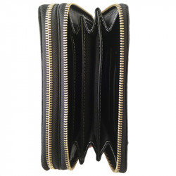 Billetera dama doble cierre color negro matelasse