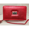 Billetera dama doble cierre color rojo con brillos