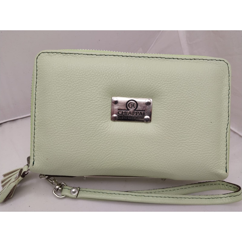 Billetera dama doble cierre color beige graneado