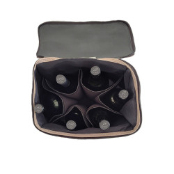 Porta botellas 6 divisiones con correa corcho
