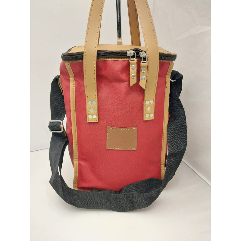 Porta botellas 4 divisiones con correa sintético rojo