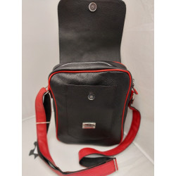 Morral Francesco negro con vivos y correa roja