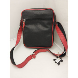 Morral Lorenzo negro con vivos y correa rojo