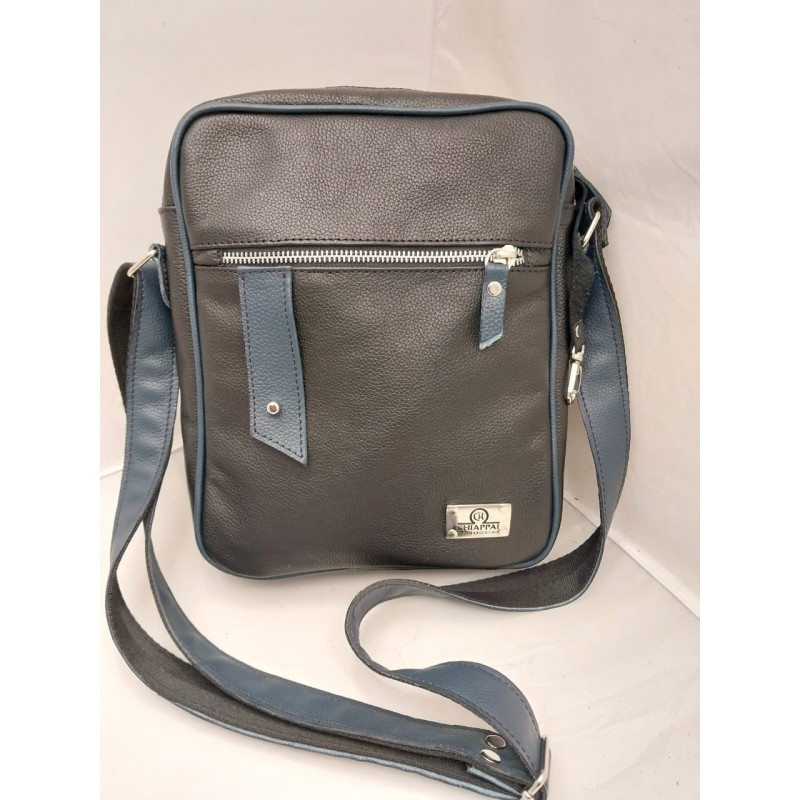 Morral Lorenzo negro con vivos y correa azul