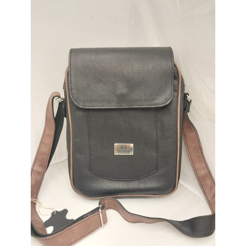 Morral Francesco negro con vivos y correa marrón