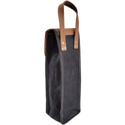 Porta botellas simple tela arpillera yute negro