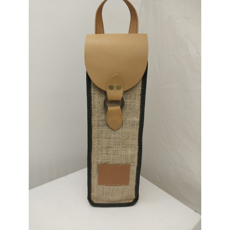 Porta botellas simple tela arpillera yute
