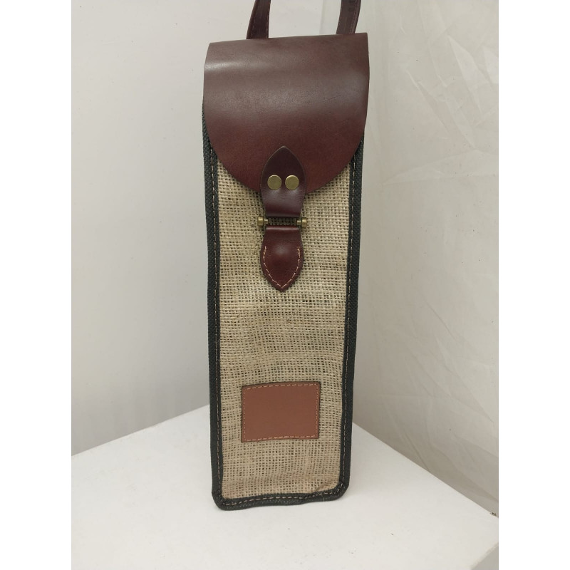 Porta botellas simple tela arpillera yute