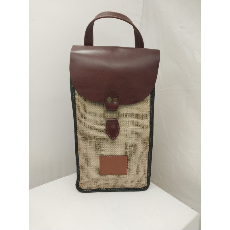Porta botellas dobles tela arpillera yute