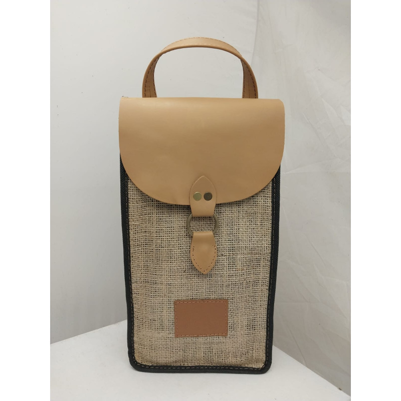 Porta botellas dobles tela arpillera yute