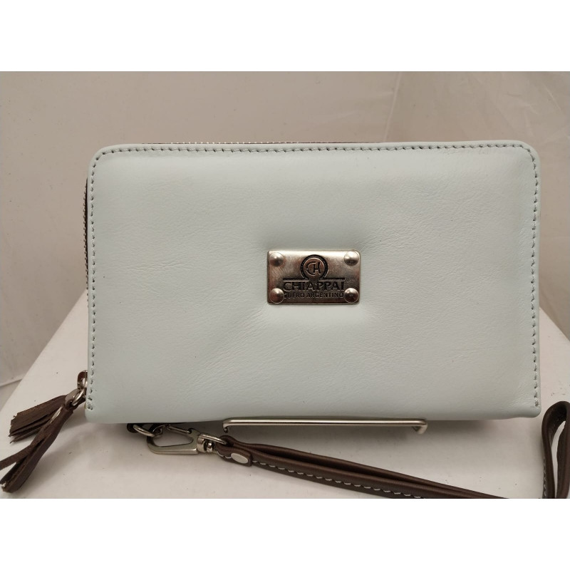 Billetera dama doble cierre color beige y marrón