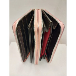 Billetera dama doble cierre color rosa plata