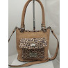 Cartera Allegra cuero marrón y animal print