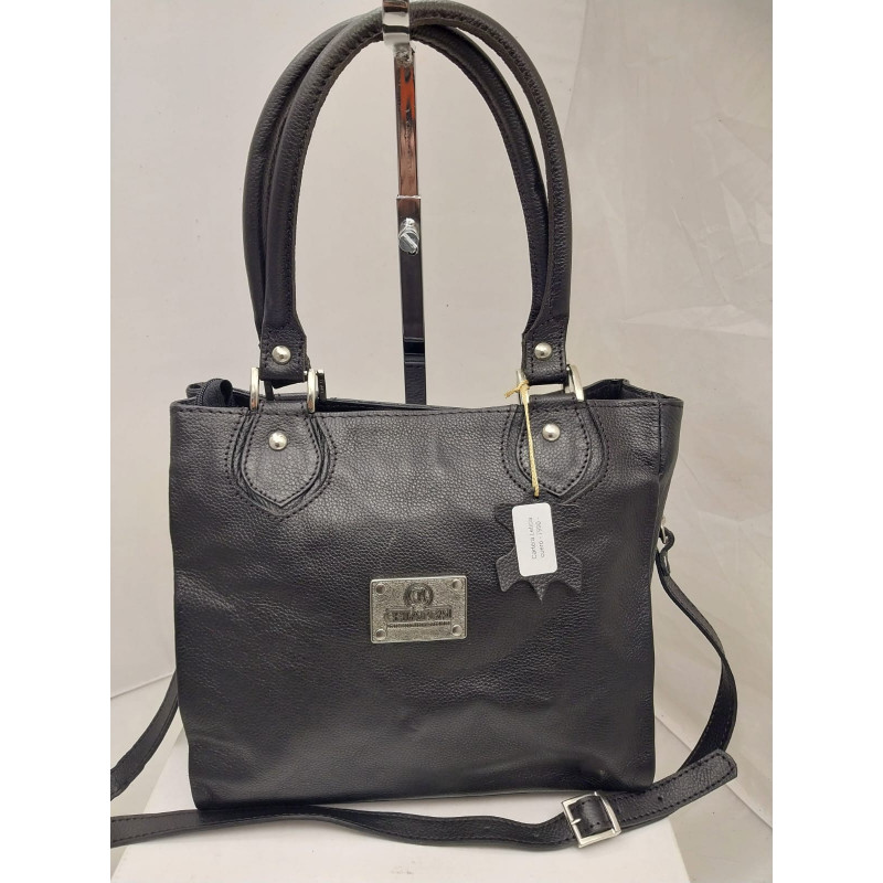 Cartera Leticia cuero negro