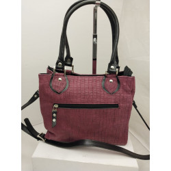 Cartera Leticia reptil bordó y negro