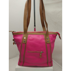 Cartera Alessia cuero fucsia y marrón