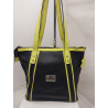 Cartera Alessia cuero negro y amarillo