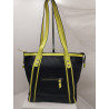 Cartera Alessia cuero negro y amarillo
