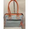 Cartera Johana cuero celeste y naranja