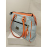 Cartera Johana cuero celeste y naranja