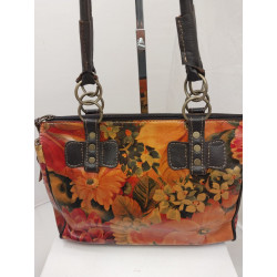 Cartera Belina cuero estampado floreado