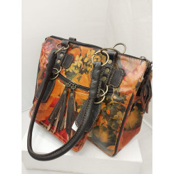 Cartera Belina cuero estampado floreado