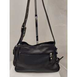 Cartera Atenea cuero graneado negro