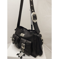 Cartera Atenea cuero graneado negro