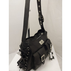Cartera Atenea cuero graneado negro