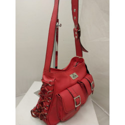 Cartera Atenea cuero graneado rojo