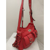 Cartera Atenea cuero graneado rojo