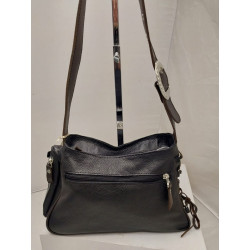Cartera Atenea cuero graneado negro y marrón
