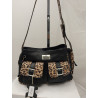 Cartera Atenea cuero graneado negro combinado