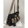 Cartera Atenea cuero graneado negro combinado