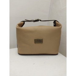 Neceser cuero graneado beige
