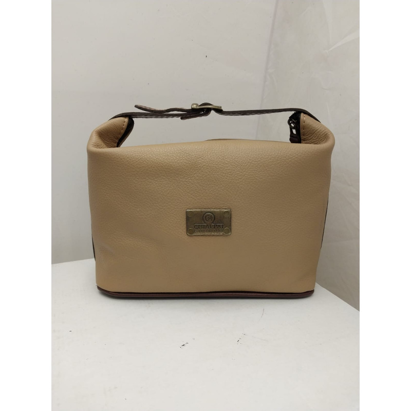 Neceser cuero graneado beige