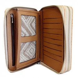 Billetera dama doble cierre color beige