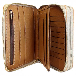 Billetera dama doble cierre color beige