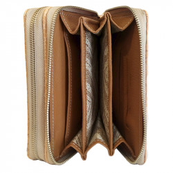 Billetera dama doble cierre color beige