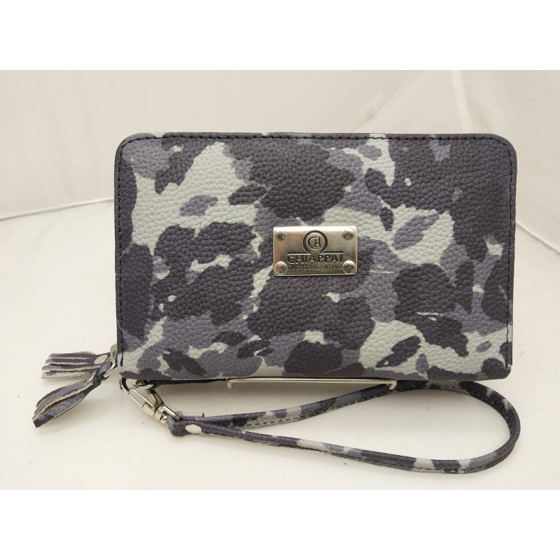 Billetera dama doble cierre cuero color militar