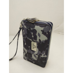 Billetera dama doble cierre cuero color militar