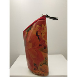 Yerbero de cuero color floreado rojo