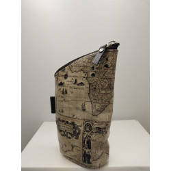 Yerbero de cuero color mapamundi