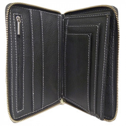 Billetera Dama con cierre color graneado negro