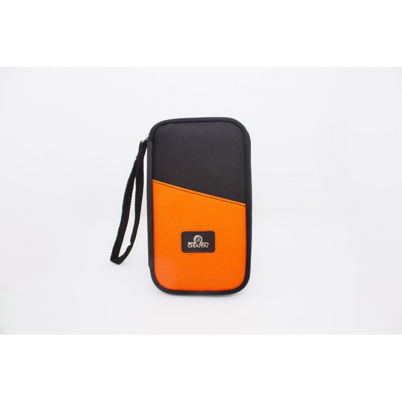 Porta pasaportes porta voucher cordura negro y naranja
